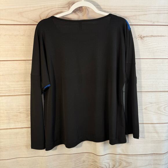 Fashque Studio Black & Blue Long Sleeve Crew Neck Top Size XL - Picture 3 of 5